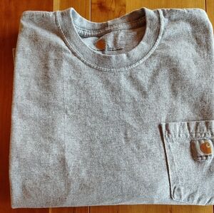 Carhartt Heather Gray Crewneck Long Sleeved Tee with Pocket Men's Large